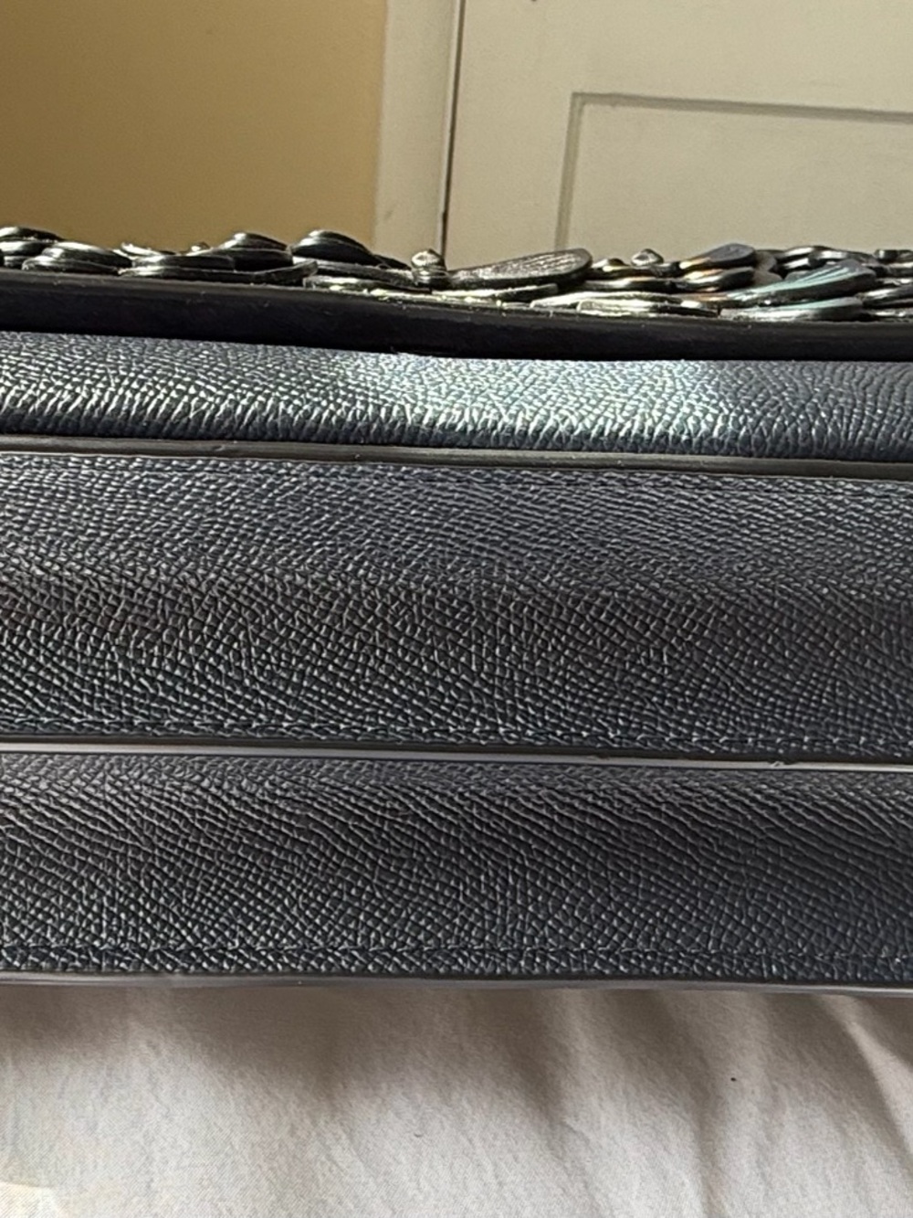 COACH Blue Butterfly Embellished Leather Shoulder Bag - Picture 3 of 8